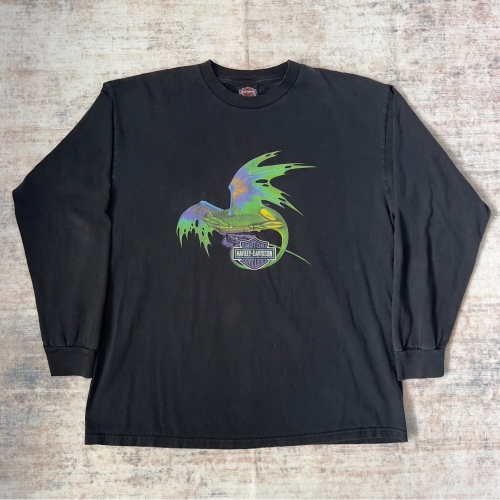 Rare Vintage 90s Harley Davidson Mexico Dragon Long Sleeve Tshirt